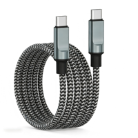 Kabel Data Pengisian Cepat Magnetik Retractable, Kabel Data USB-C ke USB-C Berbahan Nilon Kepang dengan Sistem Penggulung Otomatis untuk Ponsel