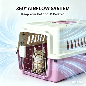 Eco-Friendly Plastic <b>Cat</b> Dog Flight Carrier Case Classic Style Large Capacity Sustainable Transport Box Pet Carriers - Product Image 2