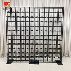 Décoration de réception de mariage en plein air, nouvelle conception d'usine, toile de fond murale en métal noir à grille pour bougies - Product Image 3