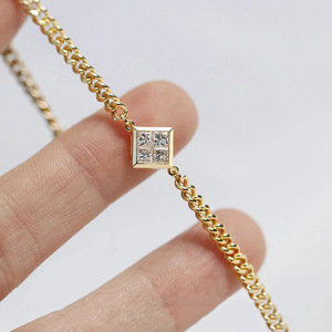Bracciale con Diamanti XL1386 in Oro Giallo, Taglio Princess, Colore G, Naturale, Unisex, Minimalista, per Uso Quotidiano - Product Image 1