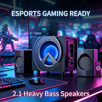 Altavoz Profesional para Juegos, Altavoz Multimedia de Escritorio de 2.1 Canales con Luz LED RGB, Bajos Potentes de 20 W para Computadora Portátil