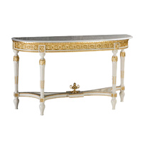 Meubles de salon élégants de style français antique haut de gamme ensemble de table console blanc et or