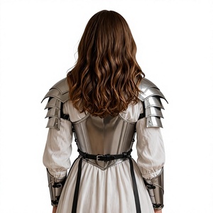 Armadura Medieval de Acero Plateada, Disfraz de Guerrero a la Moda, Armadura Completa de Acero Inoxidable Pulido, Diseño de Forma Irregular - Product Image 4