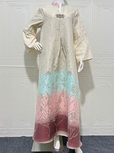 Robes en stock, tissu jacquard de luxe avec broderie dégradée, robes élégantes et fraîches, style polyvalent, robes maxi pour femmes - Product Image 5