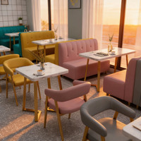 Ensemble de canapé et table à manger de style commercial minimaliste moderne pour restaurants de thé au lait, de burgers et de desserts, avec tailles et couleurs personnalisables