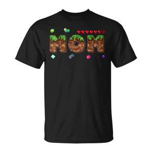 T-shirt Mom Pixel Game noir, cadeau d'anniversaire assorti pour la famille - Product Image 1