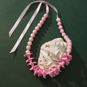 Collana Hawaiana Artigianale con Perline in Argilla Rosa e <span class=keywords><strong>Legno</strong></span>, con Nastro, <span class=keywords><strong>per</strong></span> Decorazioni <span class=keywords><strong>per</strong></span> Feste - Vendita all'Ingrosso - Product Image 1