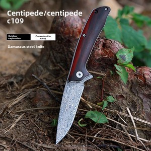 Coltello Pieghevole da Esterno in Acciaio Damasco, Affilato, per Sopravvivenza e Difesa, Modello <span class=keywords><strong>Centipede</strong></span> C109, per Uso Domestico - Product Image 2