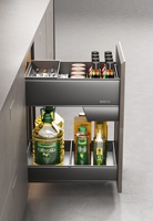ELLECASA Organisateur de placard coulissant carré profond à 2 niveaux en acier inoxydable, réglable, résistant à l'eau, facile à nettoyer, panier de tiroir