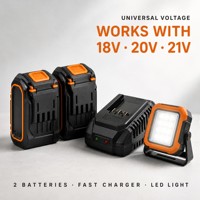 Kit combiné d'outils électriques sans fil 5-en-1 multifonction avec perceuse, meuleuse d'angle, clé à chocs, scie sabre et lampe de travail LED