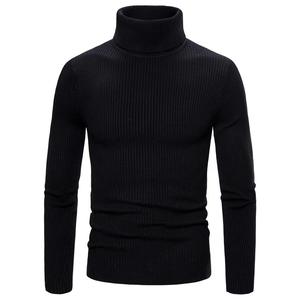 <span class=keywords><strong>Pull</strong></span> à col roulé tricoté solide tricots à manches longues <span class=keywords><strong>pull</strong></span> épais <span class=keywords><strong>pull</strong></span> solide Slim Fit hommes chandails d'hiver - Product Image 1