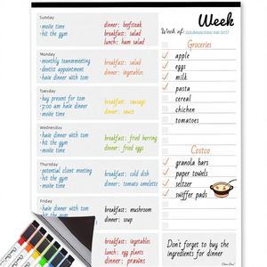 Tableau blanc magnétique effaçable à sec, calendrier hebdomadaire avec marqueurs à pointe <span class=keywords><strong>extra</strong></span> fine, matériau plastique, expédié à <span class=keywords><strong>plat</strong></span> - Product Image 1