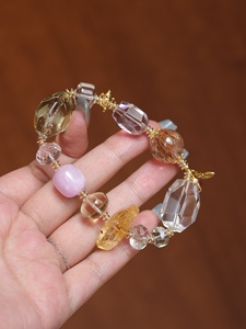 Natural Crystal Bead Bracelet Mixed Stone Bangle Handmade <b>Wire</b> Wrapped Jewelry Gift - Product Image 5