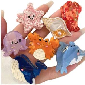 Mini <span class=keywords><strong>pince</strong></span> à <span class=keywords><strong>cheveux</strong></span> en acétate mignon d'été pour filles Sweet Ocean Series Hairpin avec baleine <span class=keywords><strong>crabe</strong></span> homard étoile de mer Design - Product Image 2