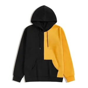 Custom High Quality Pullover Black And Yellow Oversized 100% Cotton Hit-Hop Men Hoodies