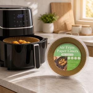 Factory Direct Silicone Coated Round Air Fryer Paper <strong>Liners</strong> 6 Inch 16*4.5cm 38gsm FDA LFGB Certified, OEM/ODM, Bulk Wholesale - Product Image 2