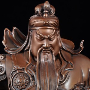 Pure copper Guan Gong figurine stand, precious Guan Gong carrying a sword, Wealth God store, company office opening gift - Product Image 3
