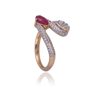 Open Style Hydro Ruby Diamond Statement <b>Ring</b> 18K Yellow <b>Gold</b> Wrap <b>Ring</b> for Women Fine Jewelry <b>Cocktail</b> <b>Ring</b> Engagement <b>Ring</b> - Product Image 2