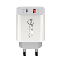 Chargeur mural rapide double port USB-C QC3.0 20W pour tous les téléphones (normes EU, UK, AU, US)