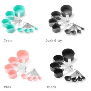 8-Piece PP Heat Resistant Dishwasher Safe <strong>Measuring</strong> <strong>Cups</strong> Spoons <strong>Set</strong> Stainless Steel Handles Double Scale Hang Hole Home Use 4 - Product Image 1