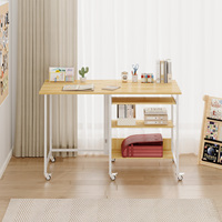 Bureau d'ordinateur compact personnalisé Bureau pliable mobile portable avec étagère de rangement à roulettes pour bureau salon