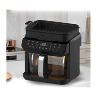 Freidora de Aire 2 en 1 de 7.5QT, 1500W, Control Digital, Antiadherente, PTFE, Apagado Automático, 12 Programas de Cocción, Pantalla a Color, Fácil de Usar