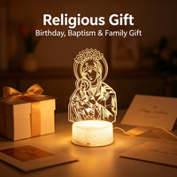 Lampe de table LED 3D en ABS, Vierge Marie, avec contrôle tactile, alimentation USB, en forme de statue religieuse, cadeau chrétien pour la maison