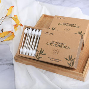 Bâtonnets d'oreille en coton faciles à utiliser, tête double <span class=keywords><strong>gourde</strong></span>, 55 pièces, coton-tige en papier blanc avec boîte en papier à tiroir - Product Image 3