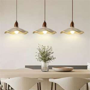 Lámpara Colgante LED de Microcemento Color Crema Estilo Wabi-Sabi, Luz Blanca Cálida, Altura Ajustable, Regulable, Garantía de 3 Años - Product Image 4