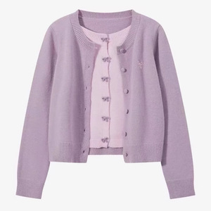 Women's <b>Cardigan</b> Knitwear Red Single Breasted Bow Detail Loose Fit Vintage Style Spring Autumn Wear Anti Pilling - Product Image 2