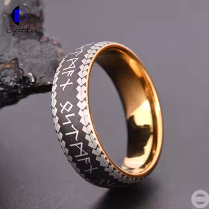 Gentdes ювелирные изделия оптом 8 мм купол розовое золото черный серебряный матовый карбид вольфрама Nordic Viking древние руны Norse кольца для мужчин - Product Image 3