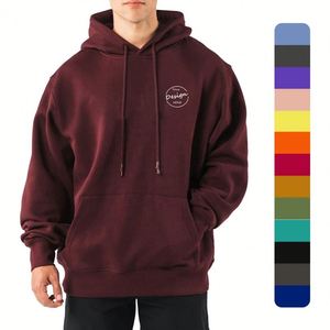 Alta calidad logotipo personalizado bolsillo Unisex talla grande pulóver polar 100 algodón peso pesado Sudadera con capucha chaqueta roja con capucha para hombres - Product Image 1