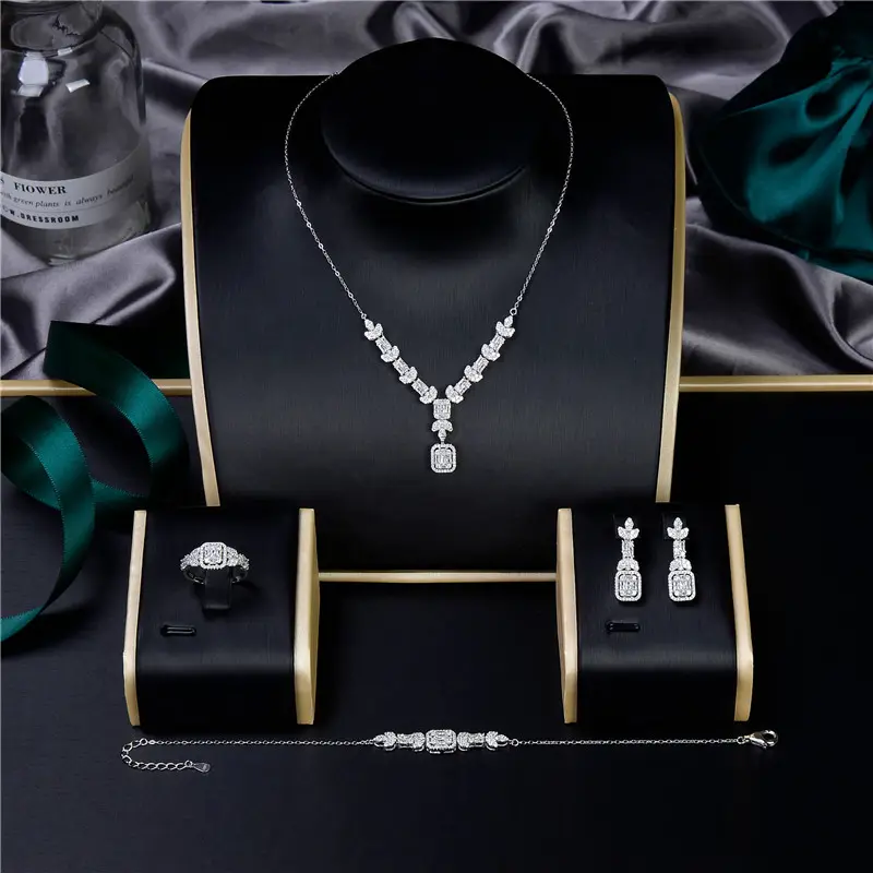 New Design 925 Sterling Silver Aaa Cubic Zirconia Diamond Fashion Costume Jewelry Set Earring Sets For Women Jewelry