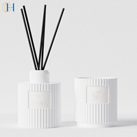 CH 2024 Logo personnalisé de luxe en relief Unique pot en céramique roseau diffuseurs ensemble maison hôtel décor parfumé ensembles d'arômes