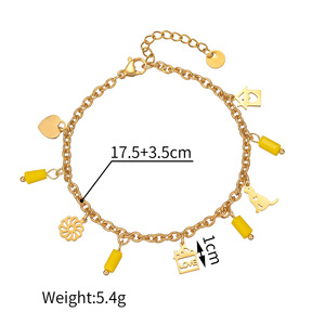 Bracelets Y2k Plaqué Or 18k Petit Ours Cristal Acier Inoxydable Bracelet Femme Pendentif Bijoux - Product Image 3
