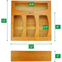 Boîte de rangement multifonction en bambou avec tiroir, idéale pour les sacs Ziplock en bambou de type Gallon, Quart et Sandwich