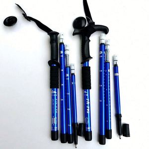 Bâtons de randonnée en alliage d'aluminium légers, réglables en hauteur, à 3 articulations, pointes en aluminium, multifonctionnels, pour le camping en plein air, la montagne - Product Image 5