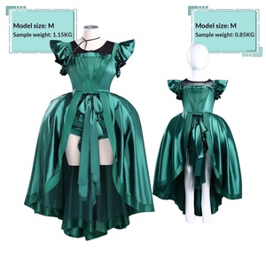 Vestito Verde Agnes per Bambini, Costume Cosplay Famiglia Addams, Cosplay Agnes per Adulti - Product Image 1