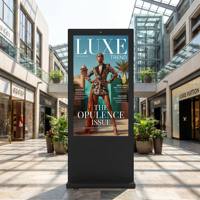 Kiosque interactif tactile extérieur lisible en plein soleil AIYOS, fonctionnement 24h/24 et 7j/7, panneau publicitaire haute stabilité