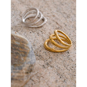 Jinyue 014 taglia 6 7 8 9 all'ingrosso Design personalizzato da donna anelli gioielli in acciaio inossidabile triplo anello da dito intrecciato - Product Image 2