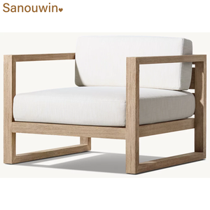 Fauteuil de salon extérieur moderne en teck résistant aux intempéries avec <span class=keywords><strong>coussin</strong></span> - Product Image 4