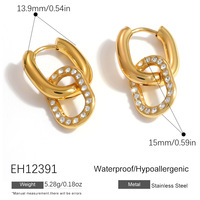 Boucles d'oreilles créoles ovales entrelacées élégantes SUMMLY, pendantes minimalistes, hypoallergéniques, chic, pour le quotidien, bijoux de mode pour femme