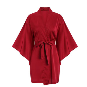 Elegante Vestaglia Corta da Donna in Raso con Maniche a Tre Quarti, Design Avvolgente e Cintura, Comoda per la <span class=keywords><strong>Notte</strong></span> - Product Image 4