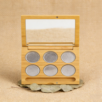 Boîte de poudre libre en bambou naturel Palette de fard à paupières Emballage de maquillage en bambou avec emballage cosmétique en bois gravé par miroir