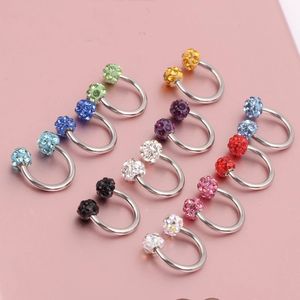 Anillo de acero inoxidable para mujeres y mujeres, joyería para Piercing de doble bola de cristal, antialergia, para nariz, oreja y labios, venta al por mayor - Product Image 2