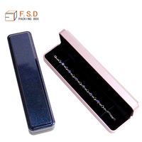 Boîte à bijoux en plastique personnalisée avec surface ciel étoilé brillant, intérieur en velours, certifiée LED ROHS, pour l'emballage de colliers et de bracelets