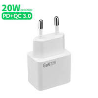 Cargador GaN Portátil Eupore con 2 Puertos USB-C PD de 20W, Carga Rápida QC3.0, Diseño Plegable para Teléfonos Móviles