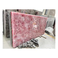 Dalle de quartz rose de pierre de cristal d'onyx rose naturel poli de surface solide de grande taille pour panneau mural de décoration