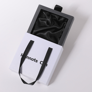 Eco-Friendly Custom Logo Sliding Drawer Jewelry <b>Gift</b> <b>Box</b> With Ribbon Handle Rigid Cardboard <b>Box</b> for Necklace Pendant Packaging - Product Image 2