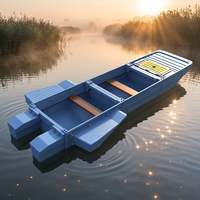 Bateau de pêche en plastique 3 places avec boîtes de flottaison en PE épaissies, renforcées, antidérapantes, écologiques et recyclables, idéal pour les lacs propres